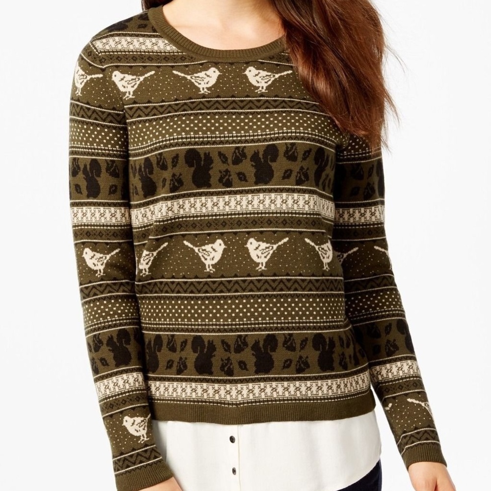 G.H.Bass Layered-Look Animal Printed Sweater Top